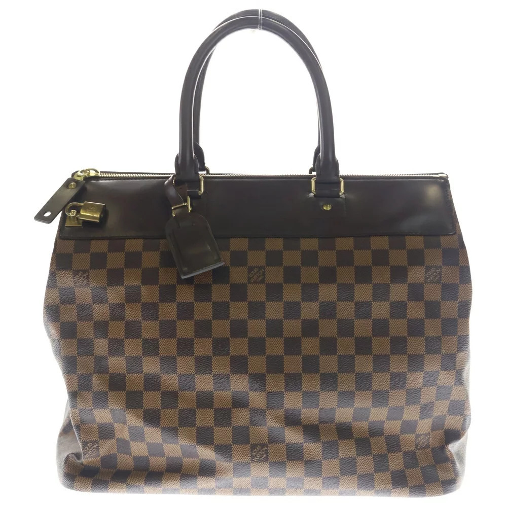 LOUIS VUITTON Greenwich Damier Leather Handbag Brown